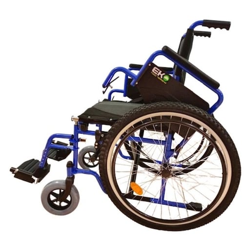 Silla de Ruedas Todo Terreno Descansa Pies y Brazos Abatibles 19 pulgadas Azul Eko