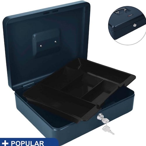 CAJA PARA GUARDAR DINERO CON AGARRADERA SUPERIOR 10 PULGADAS 25 CM HERMEX 