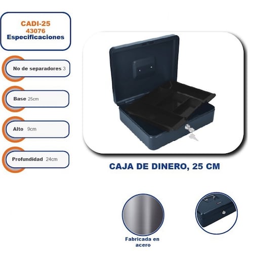 CAJA PARA GUARDAR DINERO CON AGARRADERA SUPERIOR 10 PULGADAS 25 CM HERMEX 