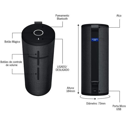 Bocina Logitech Ultimate Ears BOOM 3 Night Black Bluetooth Recargable Contra Agua 984-001354