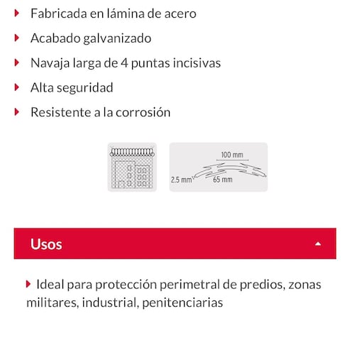 PUA CONCERTINA GALVANIZADA 