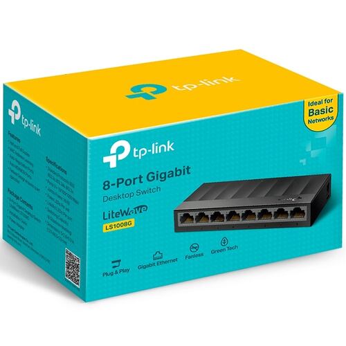 Switch 8 Puertos Tp-Link LiteWave LS1008G Gigabit 10/100/1000 Mbps.