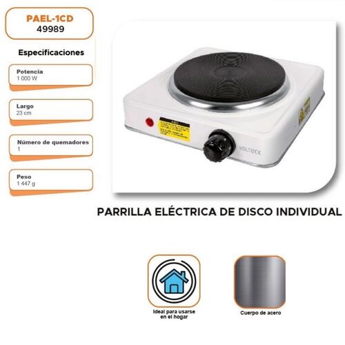PARRILLA ELECTRICA DE DISCO PORTATIL 1 QUEMADOR ESTUFILLA  VOLTECK