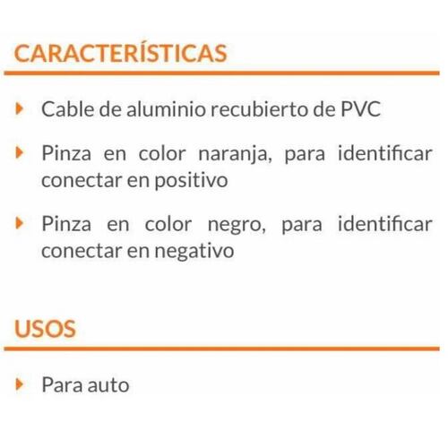 CABLES PARA PASAR CORRIENTE 3 METROS 8 AWG AUTO MECANICA TRUPER