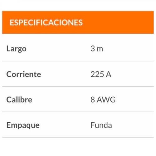 CABLES PARA PASAR CORRIENTE 3 METROS 8 AWG AUTO MECANICA TRUPER