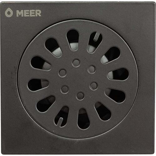 MEER FAUCETS BY CNX Resumidero Cuadrado 4" x 4" en color negro mate, ideal para regadera, (fácil de instalar).