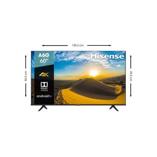 Pantalla Hisense LED Smart TV  60 pulgadas 4K, Modelo 60A6G