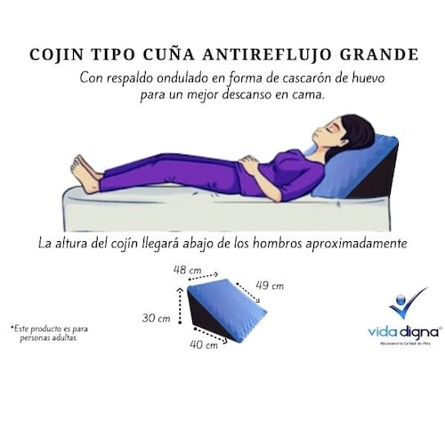 Almohada Cojin Tipo Cuña Antireflujo Respaldo Adulto Grande.