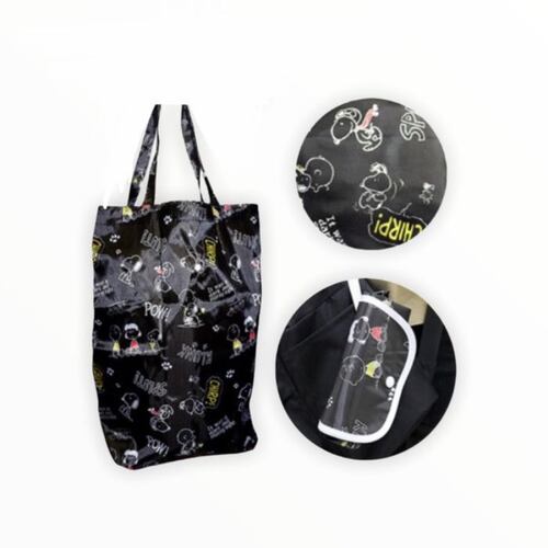 Bolsa Ecológica Plegable Snoopy - NEGRA