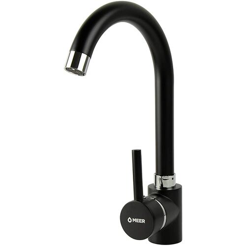 CNX Mezcladora Monomando para Fregadero en Negro Mate, Incluye mangueras para agua fría y caliente.