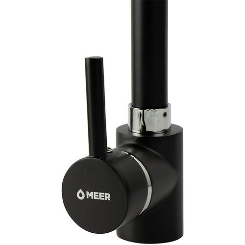 CNX Mezcladora Monomando para Fregadero en Negro Mate, Incluye mangueras para agua fría y caliente.