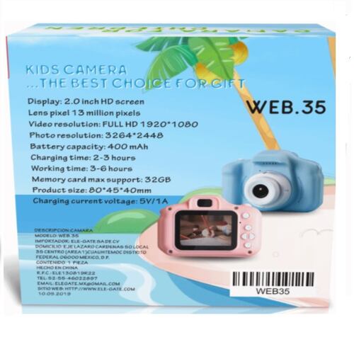 Camara Digital Niños Uso Rudo Full Hd Fotos Video 1080P ROSA 