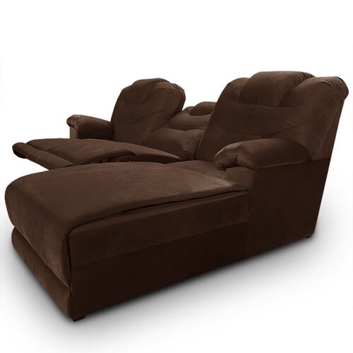 Sala con Reclinable Doble y Chaise Der. Hercules Tela Terciopelo Chocolate MADERIAN // ENTREGA A CDMX Y ZONA METROPOLITANA