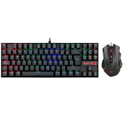 Kit Teclado Y Mouse Redragon Kumara Griffin K552RGB-BA Mecanico Gaming Español.