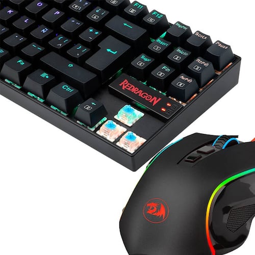 Kit Teclado Y Mouse Redragon Kumara Griffin K552RGB-BA Mecanico Gaming Español.