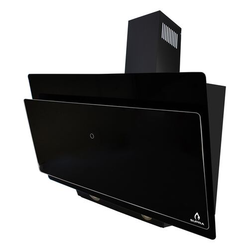 Campana extractora de cocina de 90cm SUPRA MURANO con cristal templado en color negro
