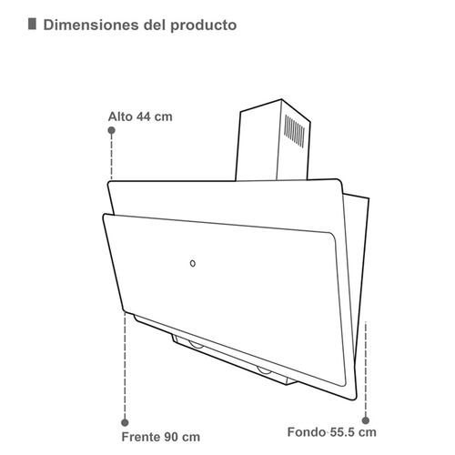 Campana extractora de cocina de 90cm SUPRA MURANO con cristal templado en color negro