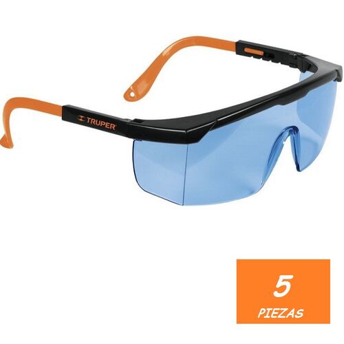 LENTES DE SEGURIDAD INDUSTRIAL CONSTRUCCION AZUL TRUPER ( 5 PIEZAS )