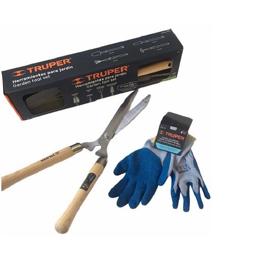 Kit Jardineria Tijeras Poda  + 4 Herramientas Jardin 18 " + Guantes G TRUPER 