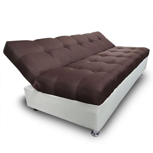 Sofa Cama Alex tela Chocolate y crema Maderian // ENTREGA EN CDMX Y AREA METROPOLITANA.