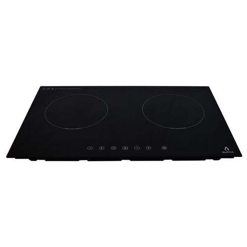 Parrilla de inducción magnética empotrable de 2 quemadores SUPRA DUE-E en color negro de 69 cm 