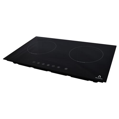 Parrilla de inducción magnética empotrable de 2 quemadores SUPRA DUE-E en color negro de 69 cm 