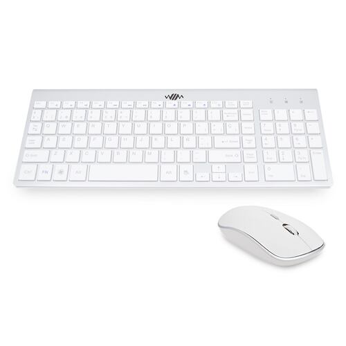 Teclado y Mouse Inalámbricos WIM Diseño Ergonómico Diseño Delgado y Silencioso de 2,4 GHz para PC portátil Calidad Premium. Blanco