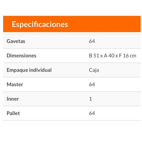 Organizador De 64 Gavetas Truper 10895