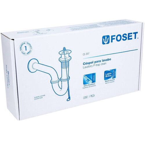 CESPOL PARA LAVABO 1-1/4" LATON CROMADO TIPO MONEDA FOSET 