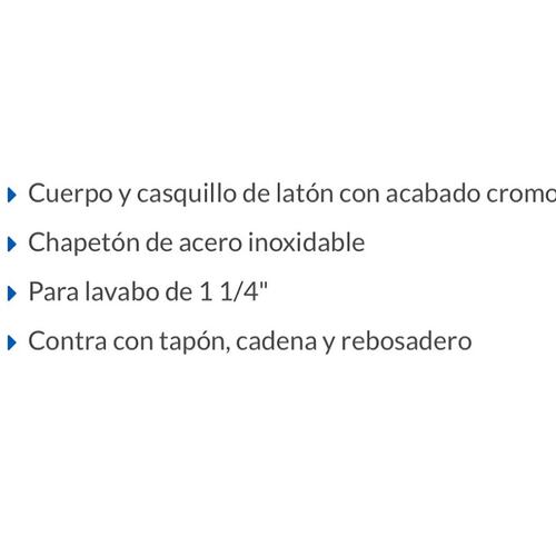CESPOL PARA LAVABO 1-1/4" LATON CROMADO TIPO MONEDA FOSET 