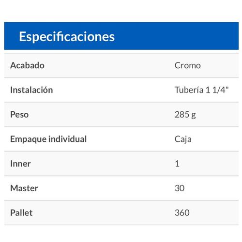 CESPOL PARA LAVABO 1-1/4" LATON CROMADO TIPO MONEDA FOSET 