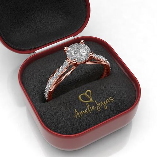 Anillo de compromiso en Oro Rosa de 14K Amelie Joyas