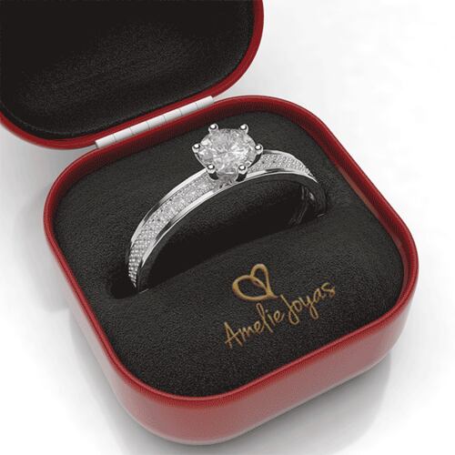 Anillo de compromiso en Oro Blanco de 14k Amelie Joyas