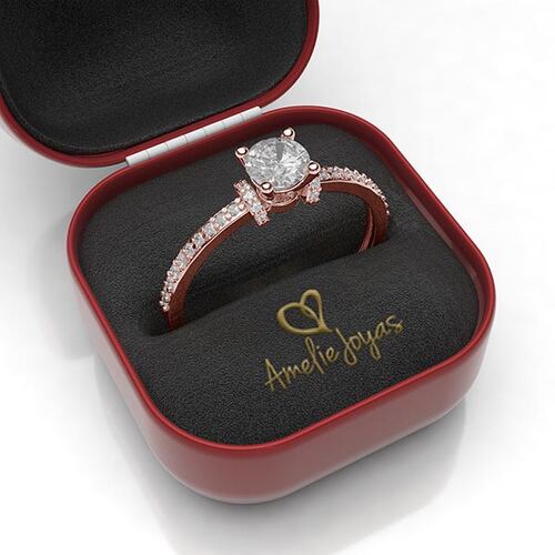 Anillo de compromiso en Oro Rosa de 10k Amelie Joyas
