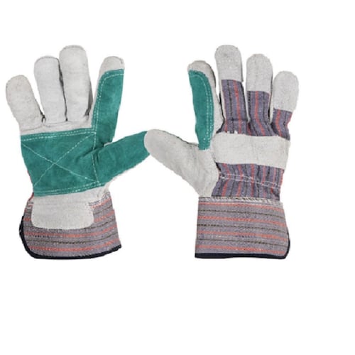 Guantes Reforzados de Carnaza y dorso de Tela tipo Mezclilla Guantes de Construcción Seguridad industrial 