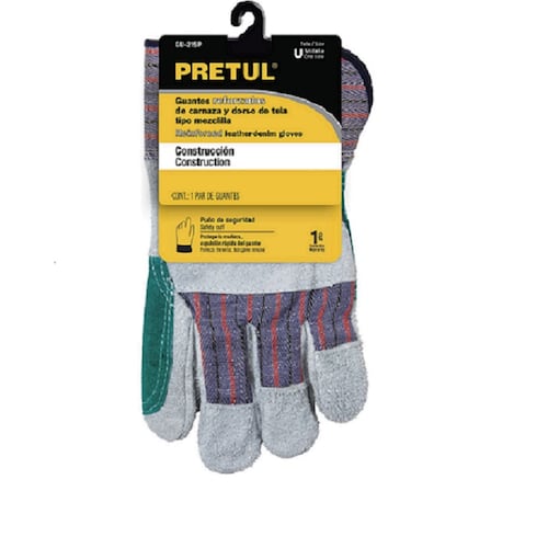 Guantes Reforzados de Carnaza y dorso de Tela tipo Mezclilla Guantes de Construcción Seguridad industrial 