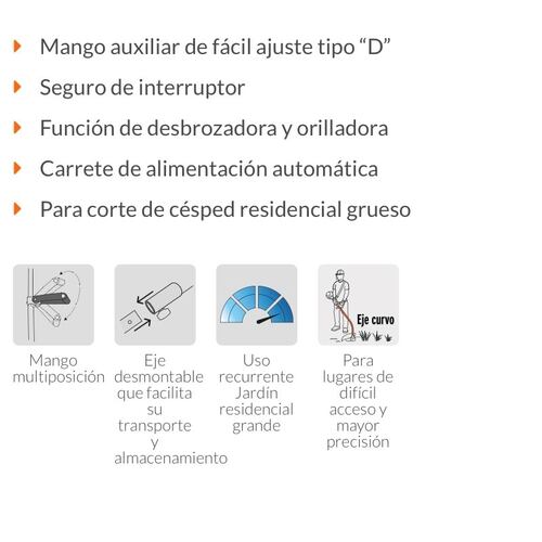 Desbrozadora Eléctrica "MOSCO" PODADORA para Jardinería  Corta Pasto Hierbas Malezas Truper de 1000W DES-1000