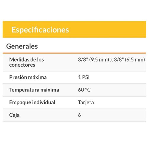 MANGUERA PARA GAS  DE 5 METROS FLEXIBLE DE ALUMINIO 3/8 PULG FOSET 