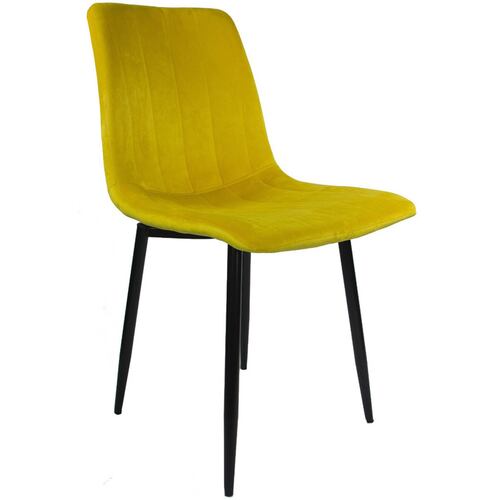 Silla Eames Tapizada  Kit 4 sillas Comedor Vintage Sillon Terciopelo Mostaza