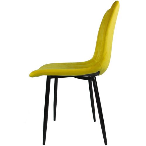 Silla Eames Tapizada  Kit 4 sillas Comedor Vintage Sillon Terciopelo Mostaza