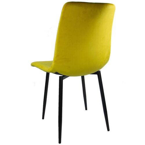 Silla Eames Tapizada  Kit 4 sillas Comedor Vintage Sillon Terciopelo Mostaza