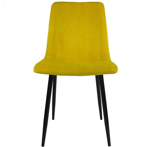 Silla Eames Tapizada  Kit 4 sillas Comedor Vintage Sillon Terciopelo Mostaza