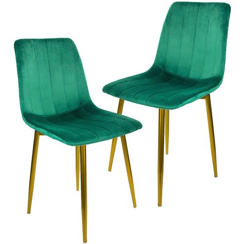 Silla Eames Kit 2 Sillas Patas Doradas Vintage Tapizada Terciopelo Silla Comedor Sala Moderna Verde Rack and Pack