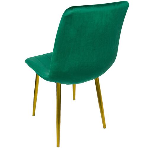 Silla Eames Kit 2 Sillas Patas Doradas Vintage Tapizada Terciopelo Silla Comedor Sala Moderna Verde Rack and Pack