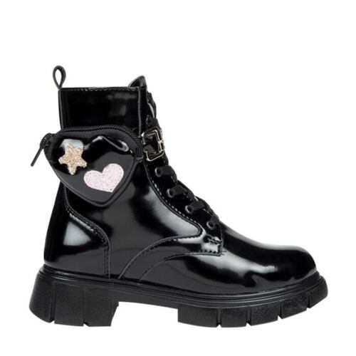 Bota para niña, tipo militar, con agujetas, color negro, marca Blasito 1010597