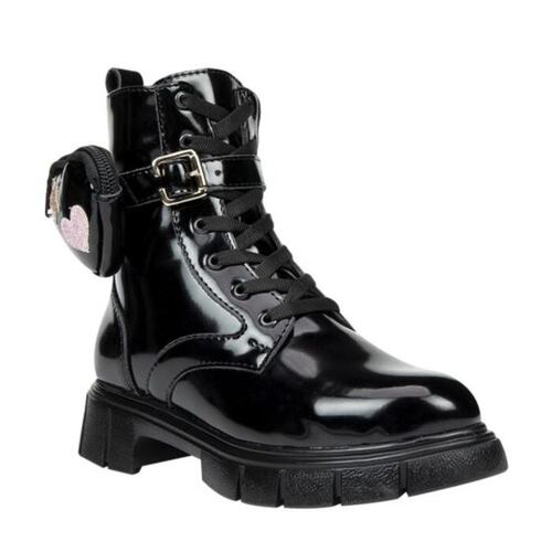 Bota para niña, tipo militar, con agujetas, color negro, marca Blasito 1010597