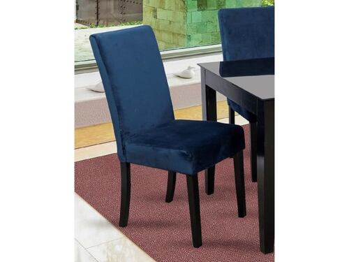 Comedor Angy Azul 6 Sillas en Madera y Cubierta de Cristal.