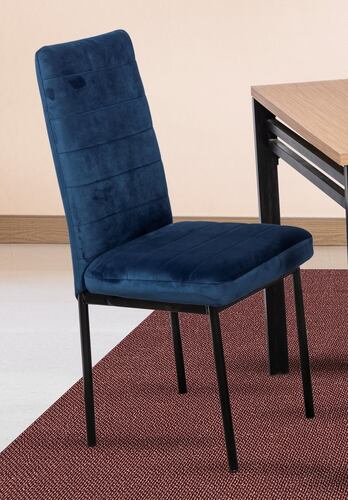 Comedor Troya 4 Azul Sillas Tubulares y Cubierta de Tablero.