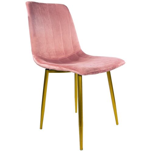 Silla Eames Tapizada Kit 2 Sillas Comedor Vintage Terciopelo Rosa Patas Doradas Minimalista
