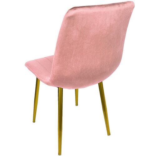 Silla Eames Tapizada Kit 2 Sillas Comedor Vintage Terciopelo Rosa Patas Doradas Minimalista